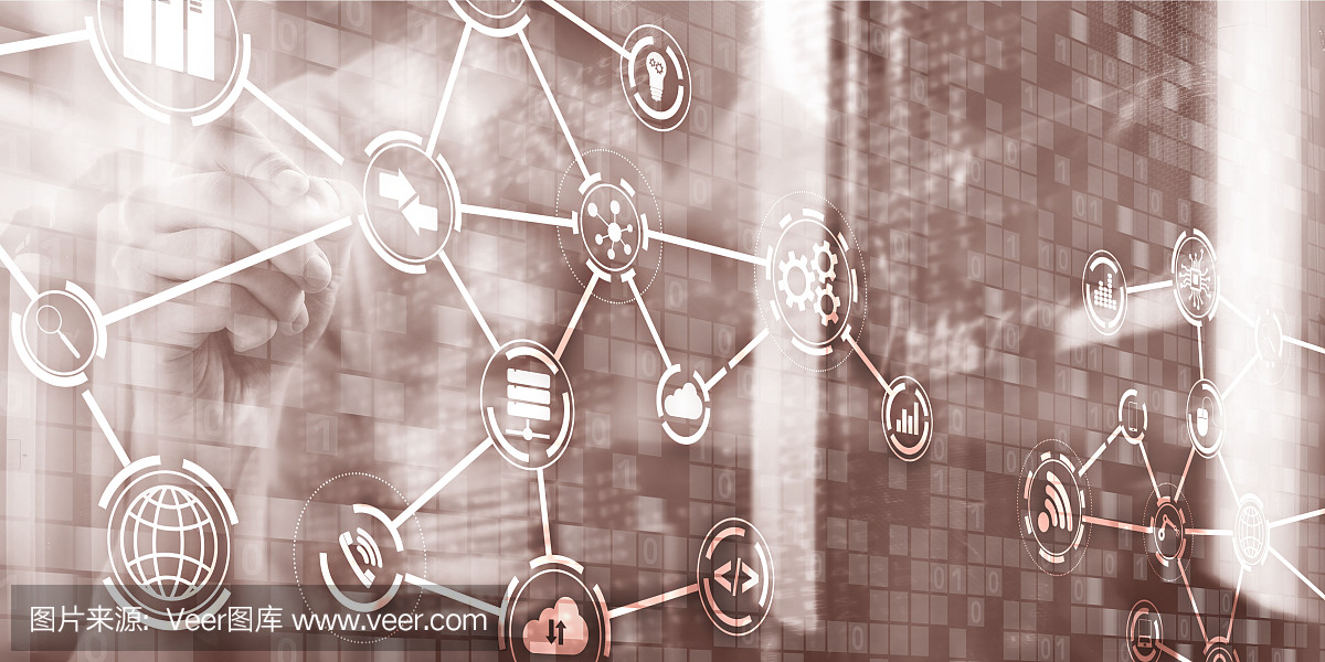 數字概念物聯網信息和電信技術。混合媒體。